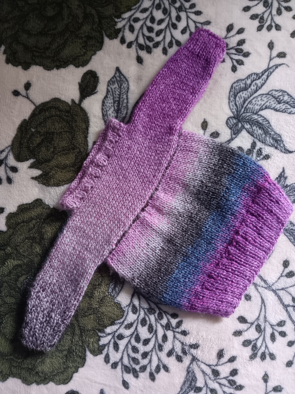 Handmade Handknit Pink Purple Blue Brown Ombre Stripe Pullover Baby Sweater NB